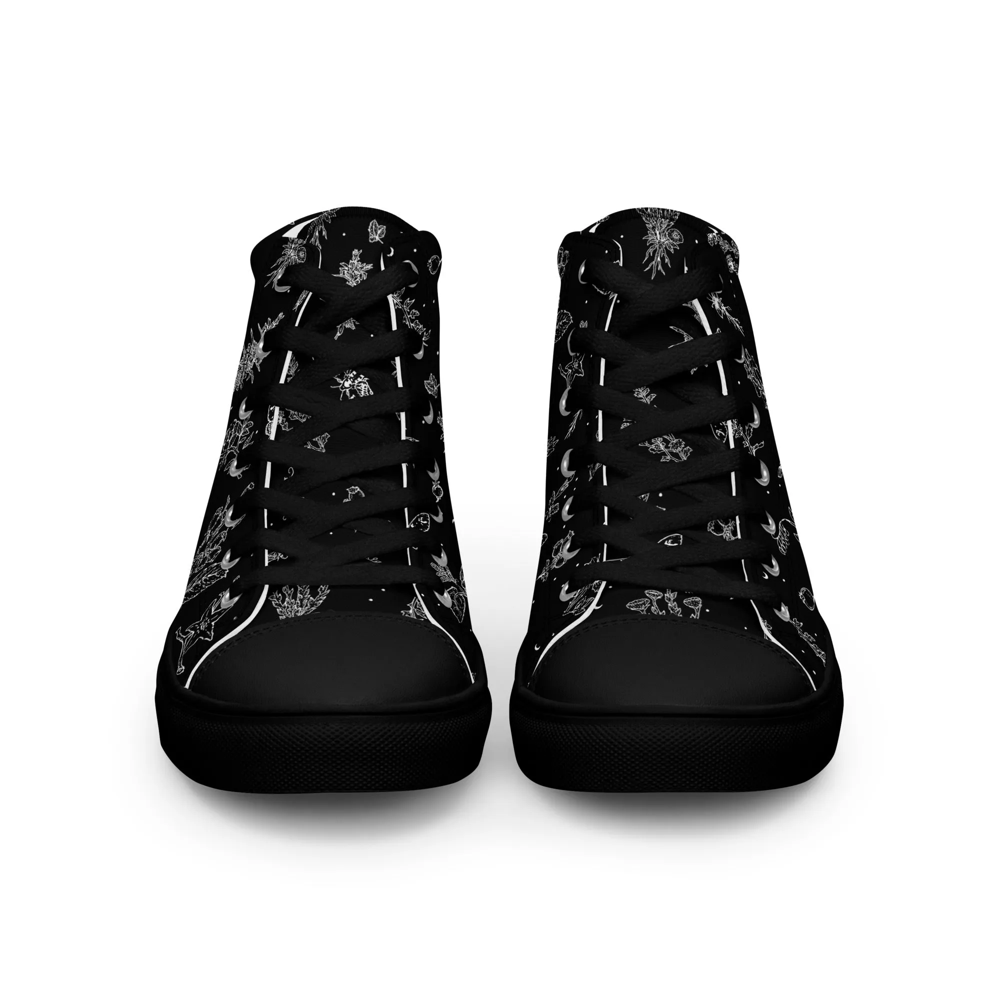 Nightshade Women’s High Top Shoes - Botanical Vegan Sneakers - Comfortable Goth Trainers - Witchy Grunge Dark Academia