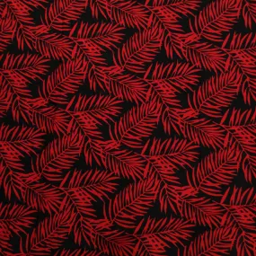 Palm Leaf Comfortable Red Rayon Hawaiian Fabric