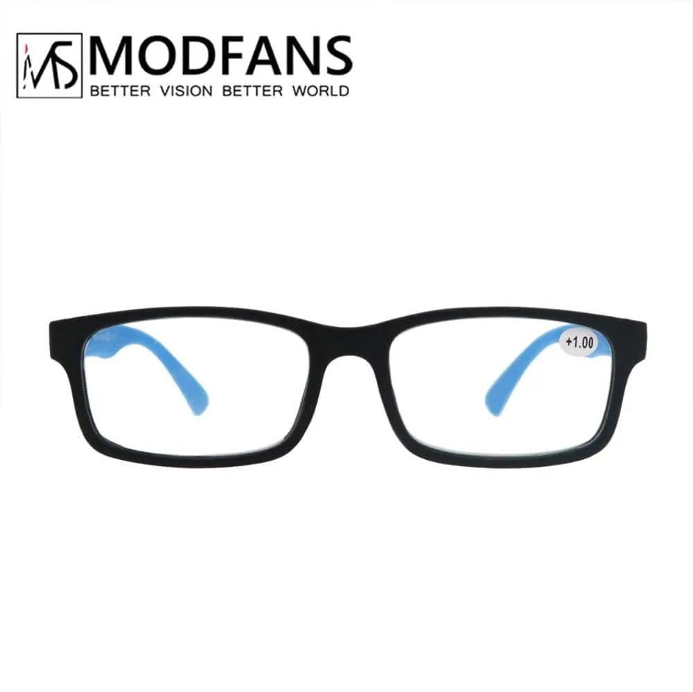 Reading Glasses for Men Women Rubber Ultra Light Hyperopia Square Frame Spring Hinge Comfortable with Diopter (Black/Red/Blue)