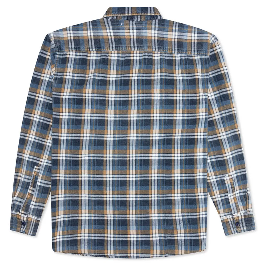 Rebuild by Flannel Shirt Ribbon Shirt - Navy/Yellow