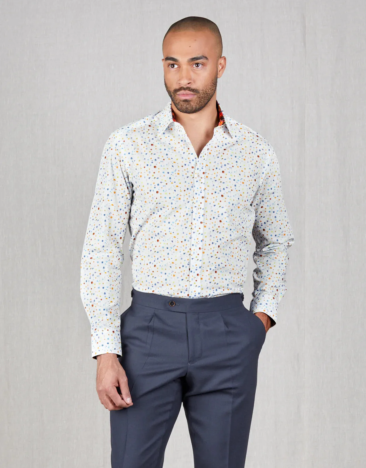 Rembrandt - Barbican Shirt - Orange & Blue Splatter Shirt