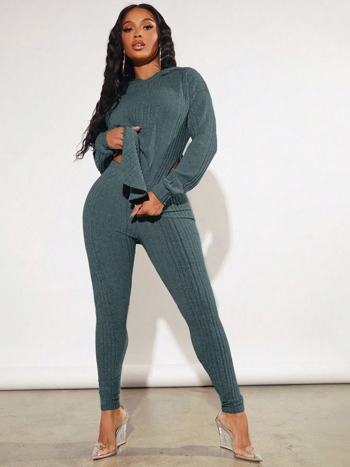 Ribbed Hoodie Leggings Set