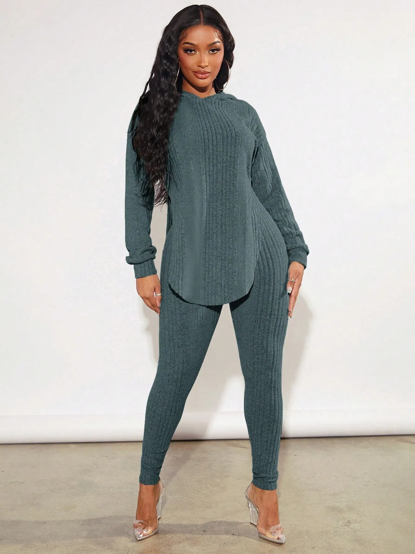 Ribbed Hoodie Leggings Set