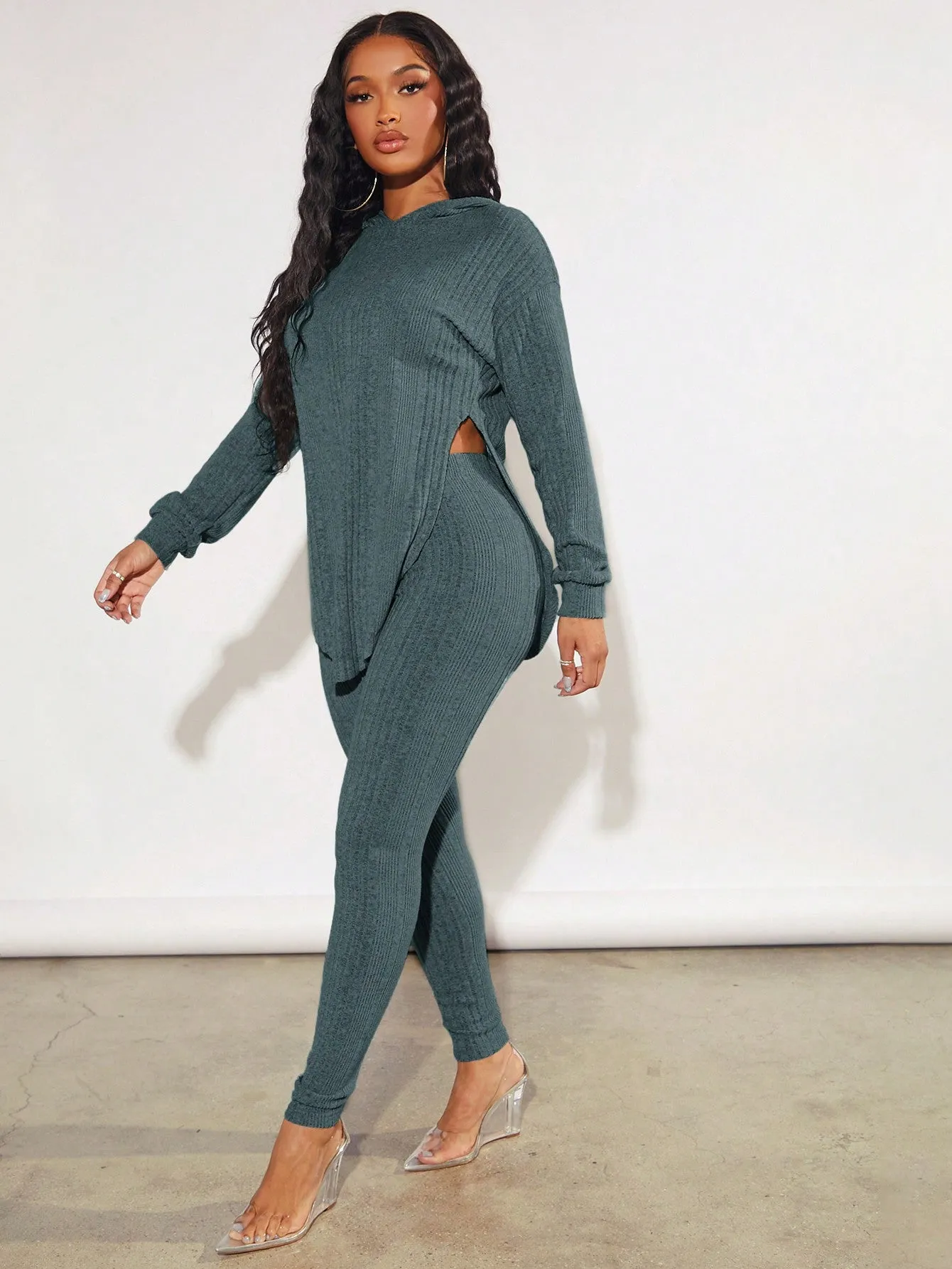 Ribbed Hoodie Leggings Set