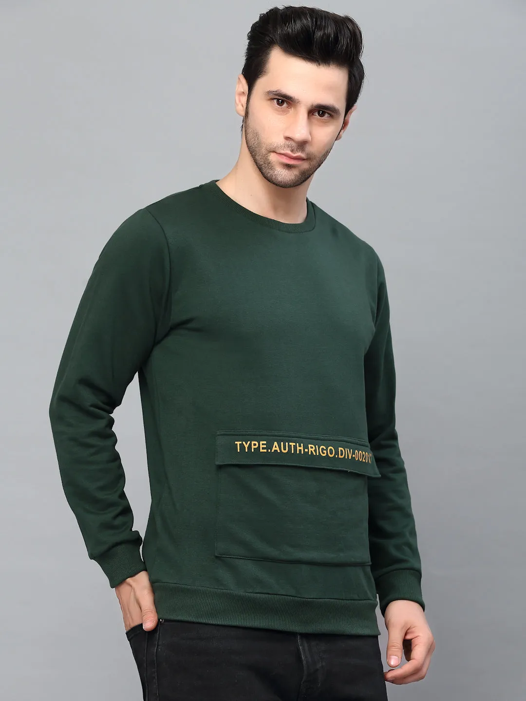 Round Neck Printed Fleece Sweatshirt