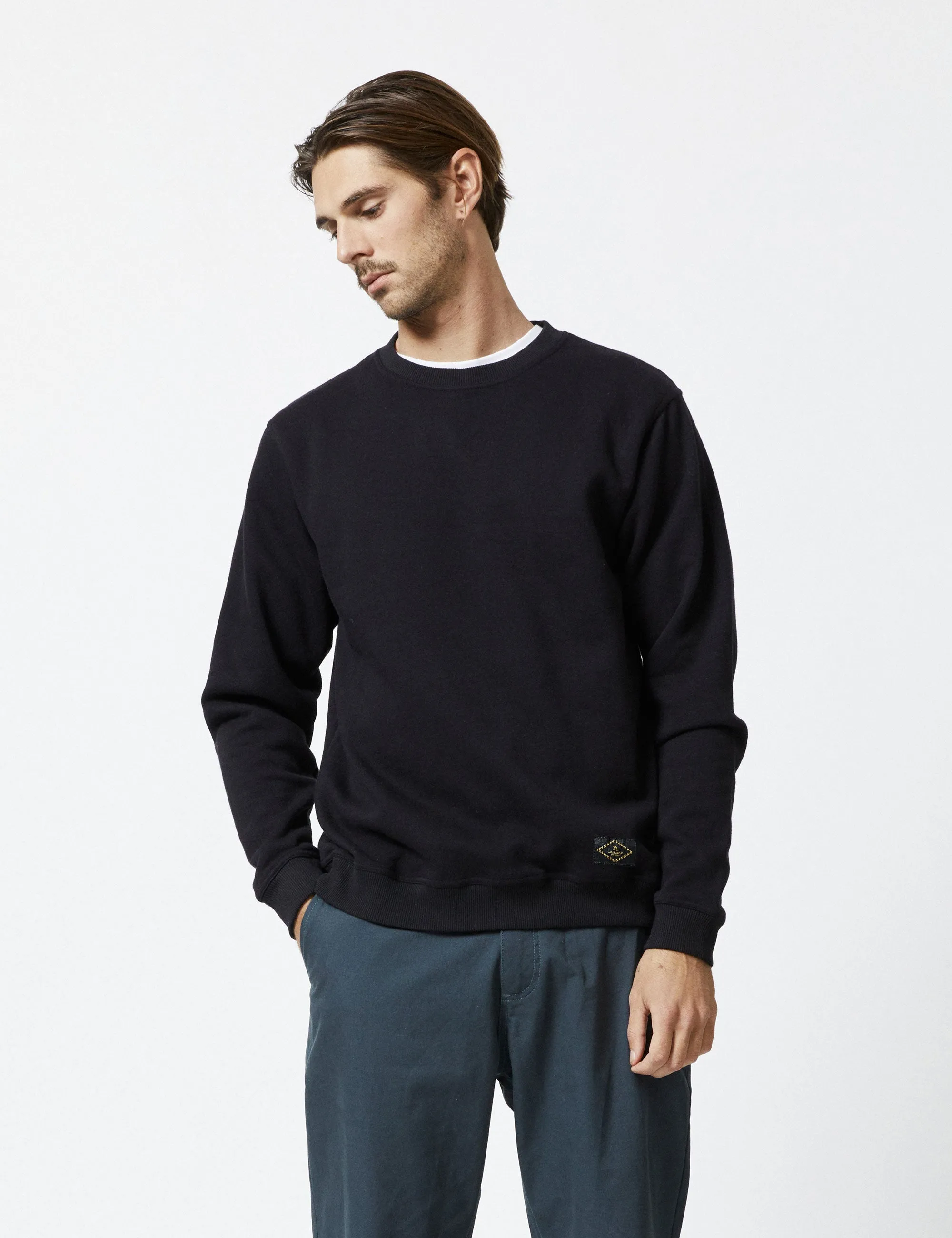 Simple Fleece Crew - Black