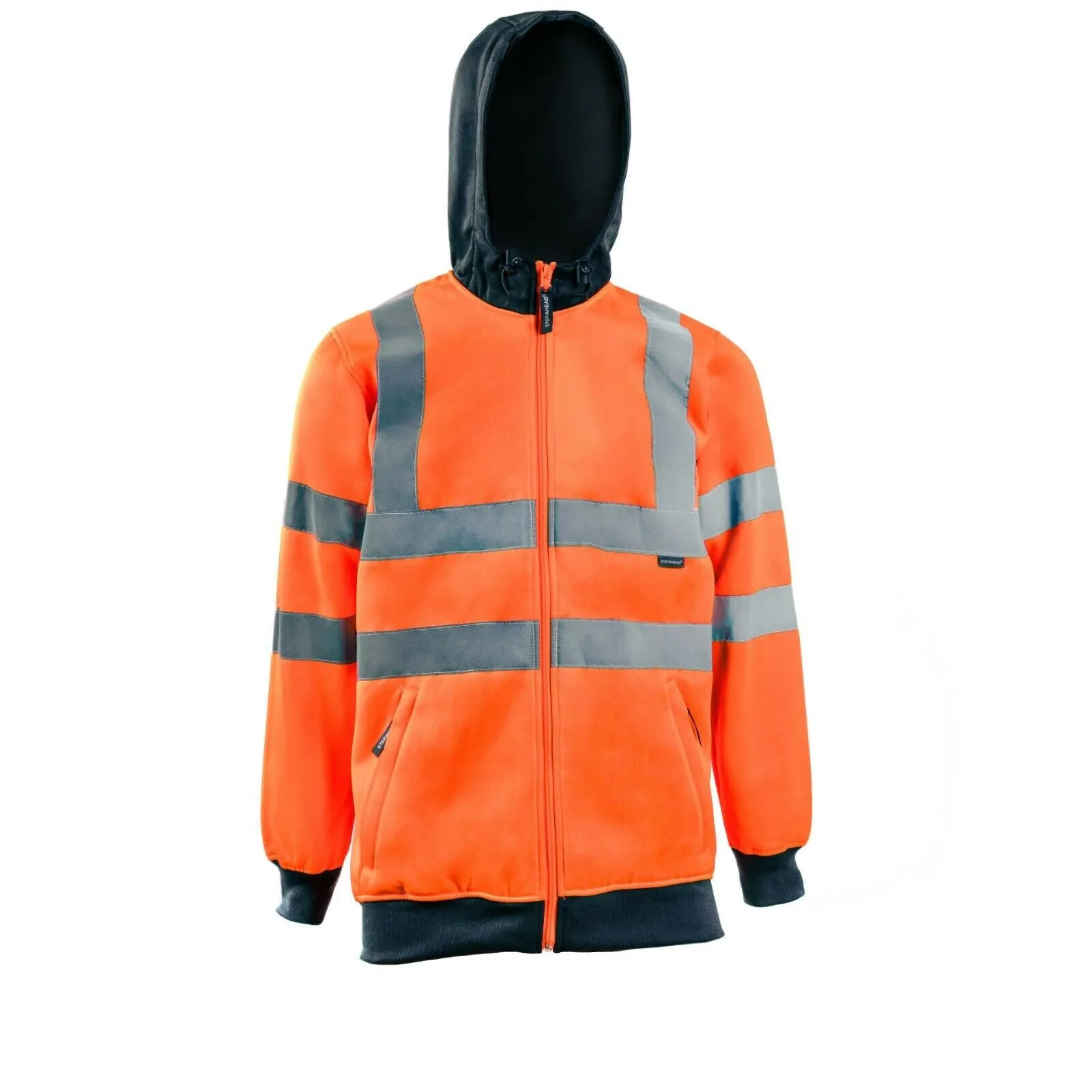 STEP AHEAD Hi Viz Vis Visibility Jacket Zipped Hoodie Premium Hoodie