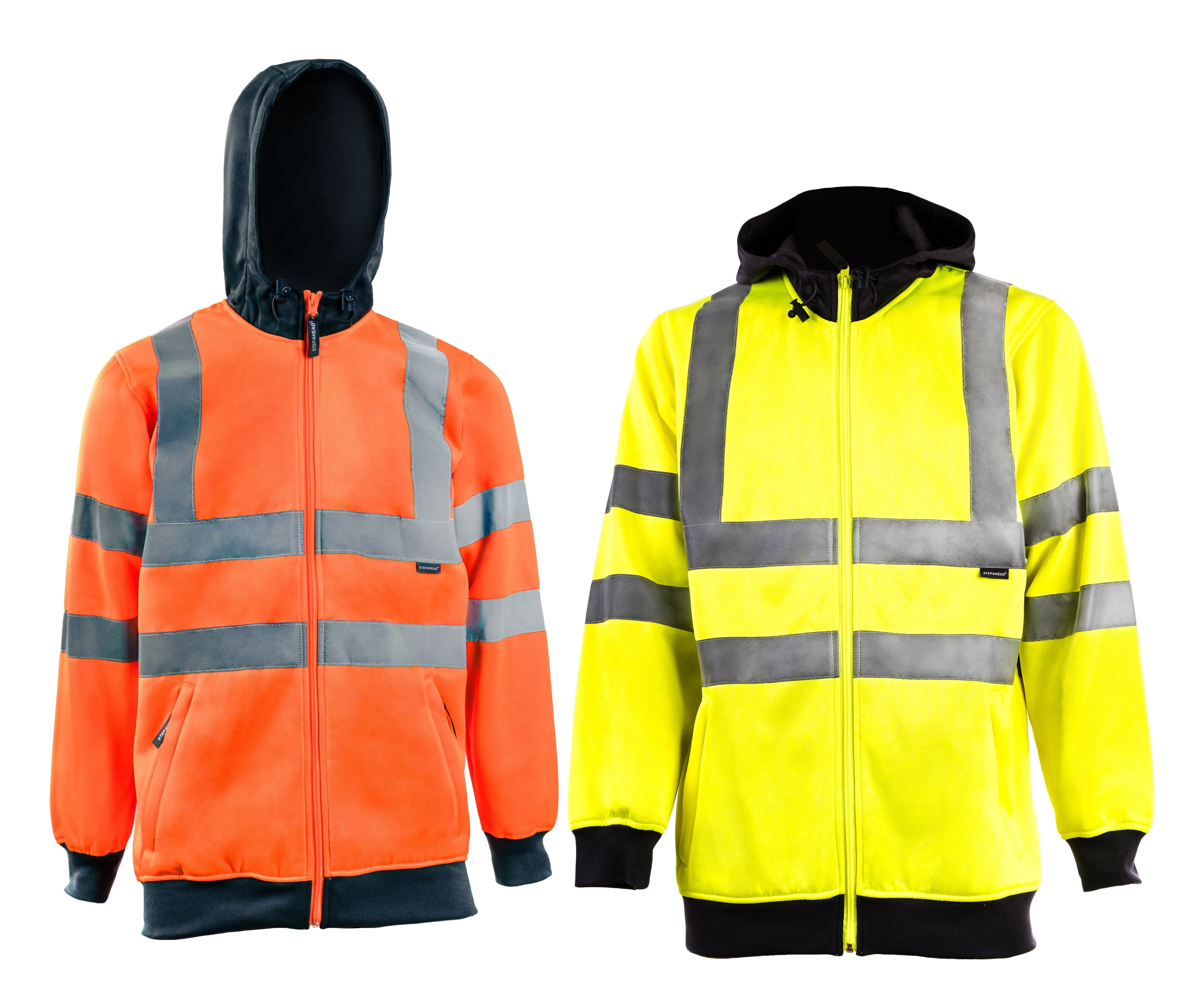 STEP AHEAD Hi Viz Vis Visibility Jacket Zipped Hoodie Premium Hoodie