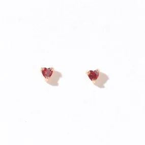 Sweetheart Studs | Garnet Warm Gold