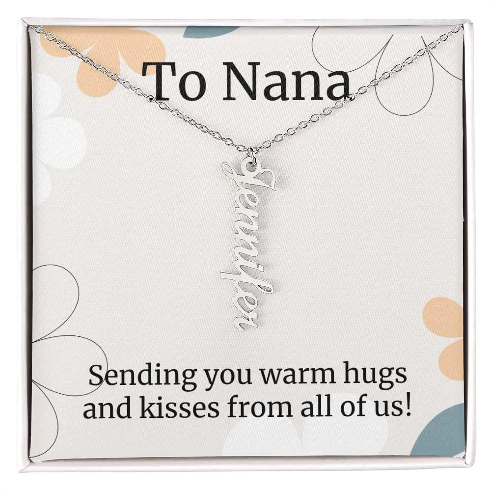 To Nana Gift, Sending You Warm Hugs, Custom Multi Grandchildren Name Necklace