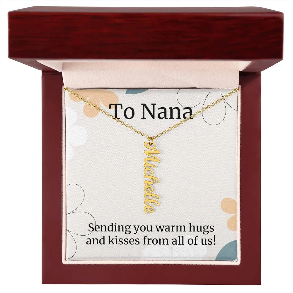 To Nana Gift, Sending You Warm Hugs, Custom Multi Grandchildren Name Necklace