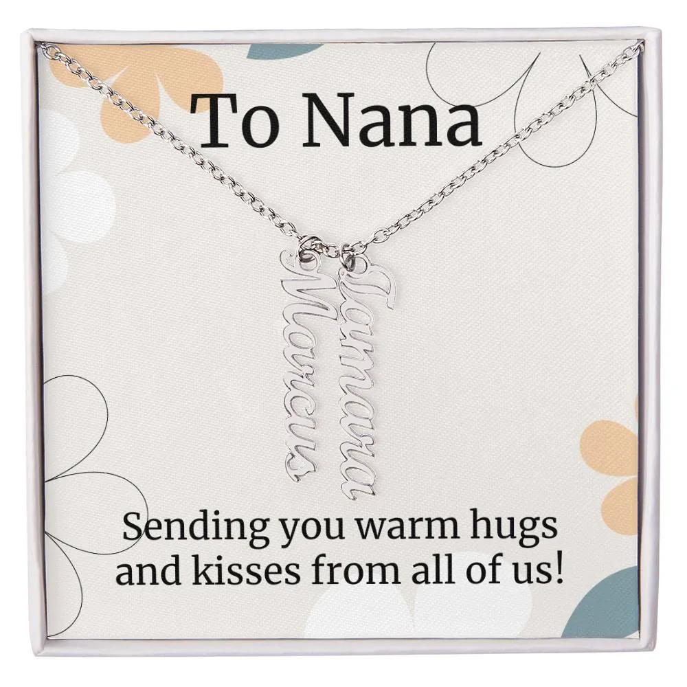 To Nana Gift, Sending You Warm Hugs, Custom Multi Grandchildren Name Necklace