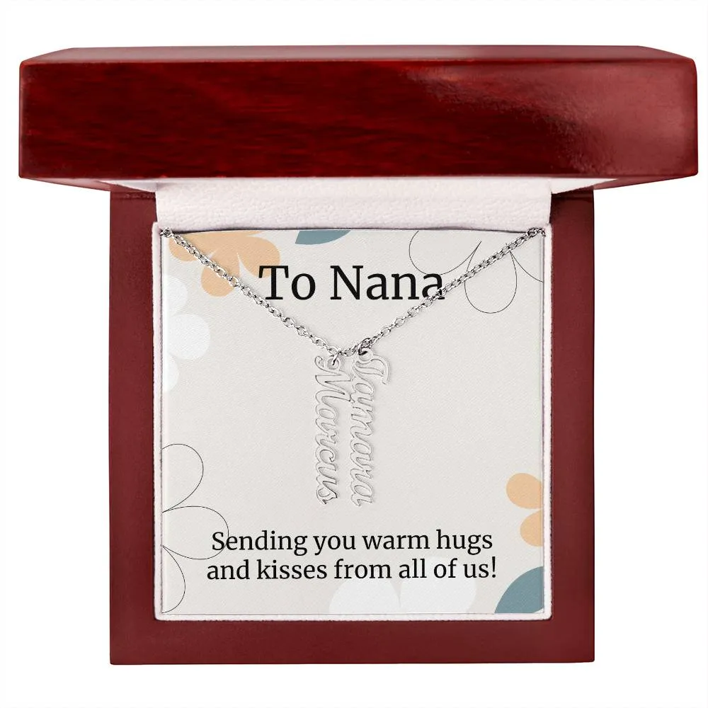 To Nana Gift, Sending You Warm Hugs, Custom Multi Grandchildren Name Necklace