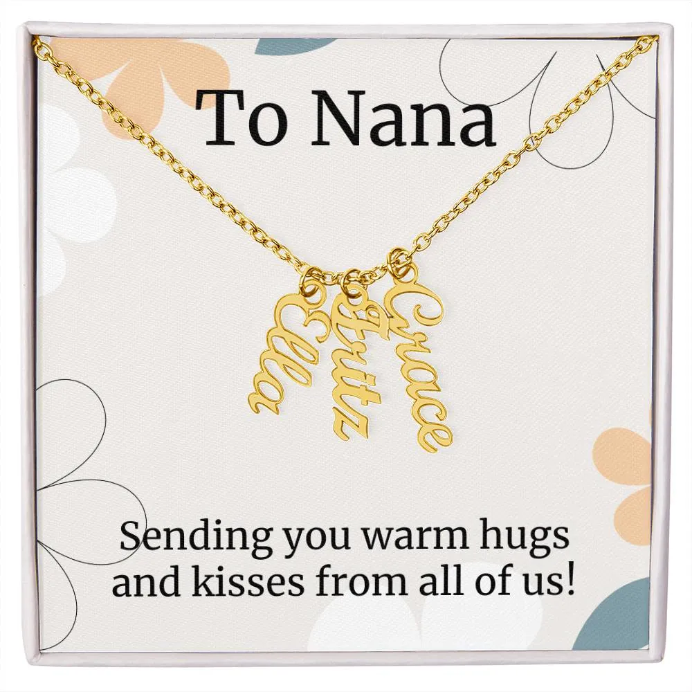 To Nana Gift, Sending You Warm Hugs, Custom Multi Grandchildren Name Necklace