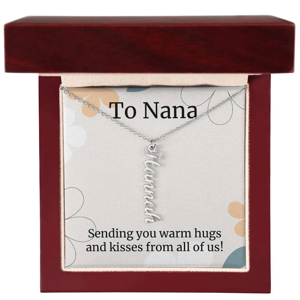 To Nana Gift, Sending You Warm Hugs, Custom Multi Grandchildren Name Necklace