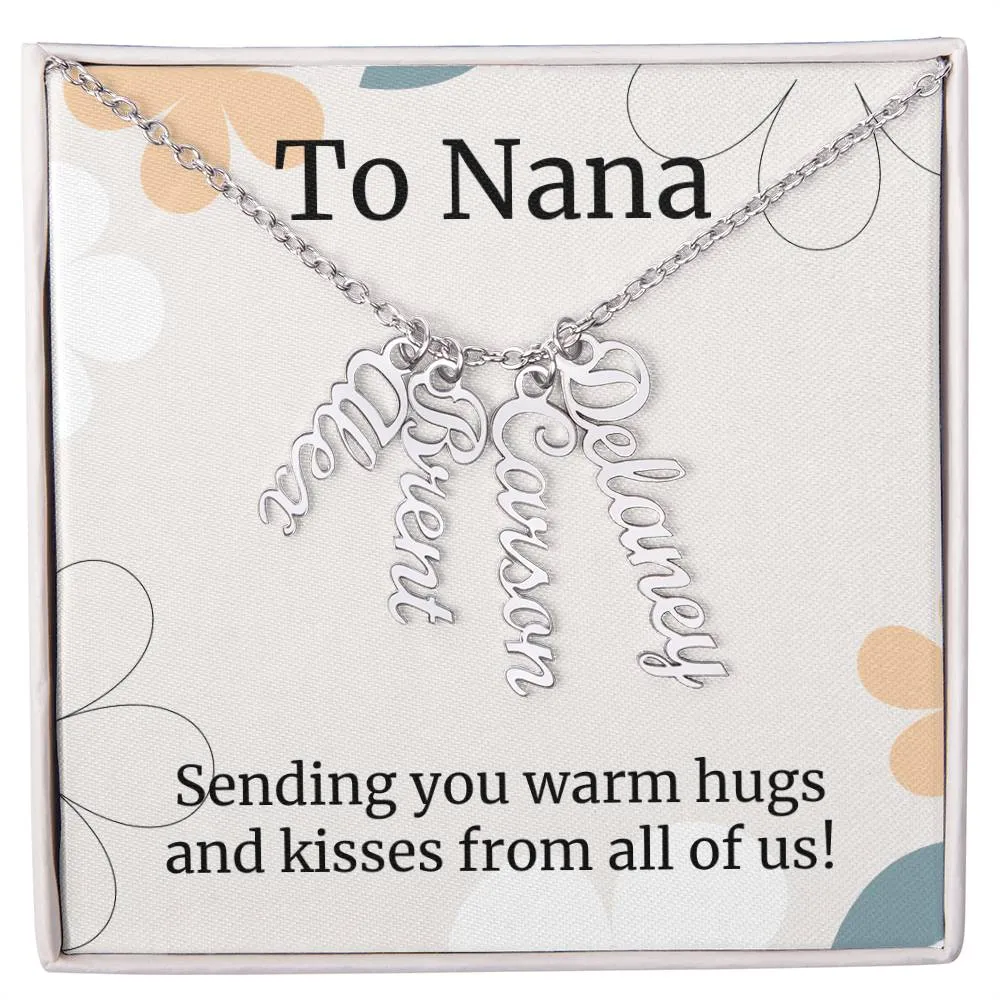 To Nana Gift, Sending You Warm Hugs, Custom Multi Grandchildren Name Necklace