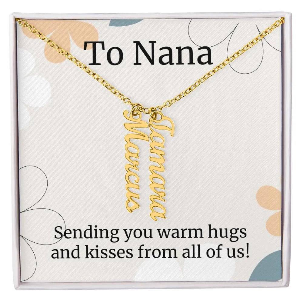 To Nana Gift, Sending You Warm Hugs, Custom Multi Grandchildren Name Necklace