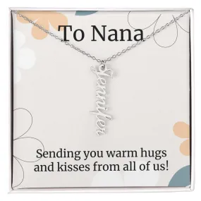 To Nana Gift, Sending You Warm Hugs, Custom Multi Grandchildren Name Necklace