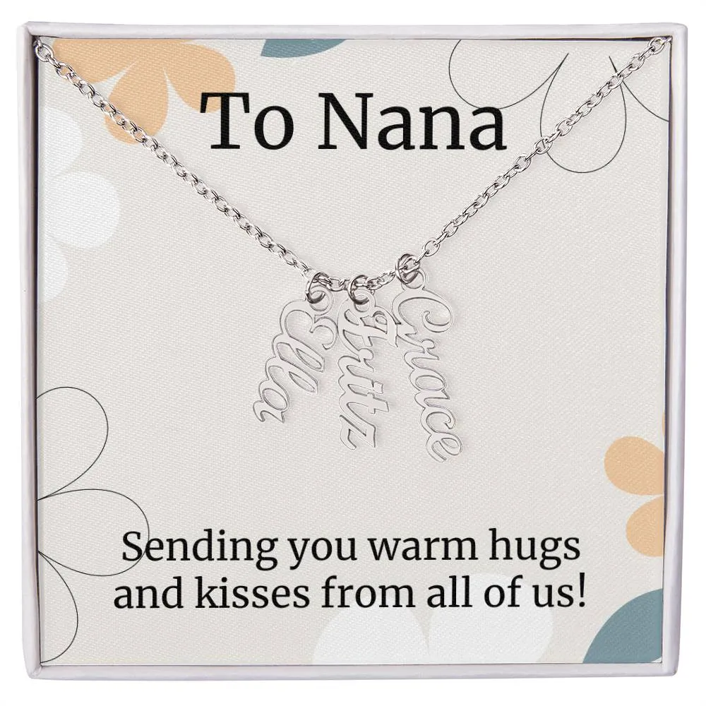 To Nana Gift, Sending You Warm Hugs, Custom Multi Grandchildren Name Necklace