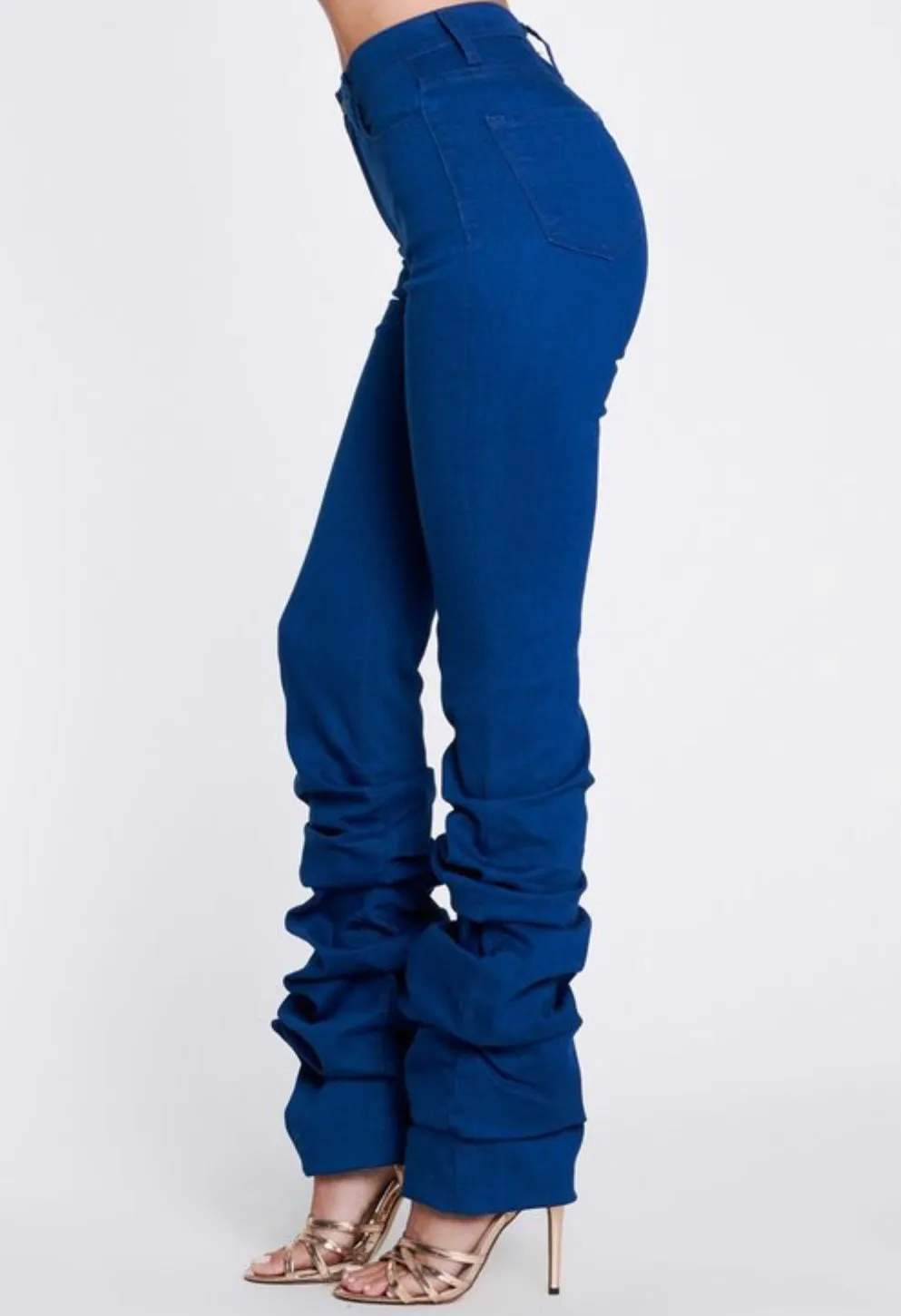 Venice Blue HIgh Waist Stacked Leg Denim Jeans