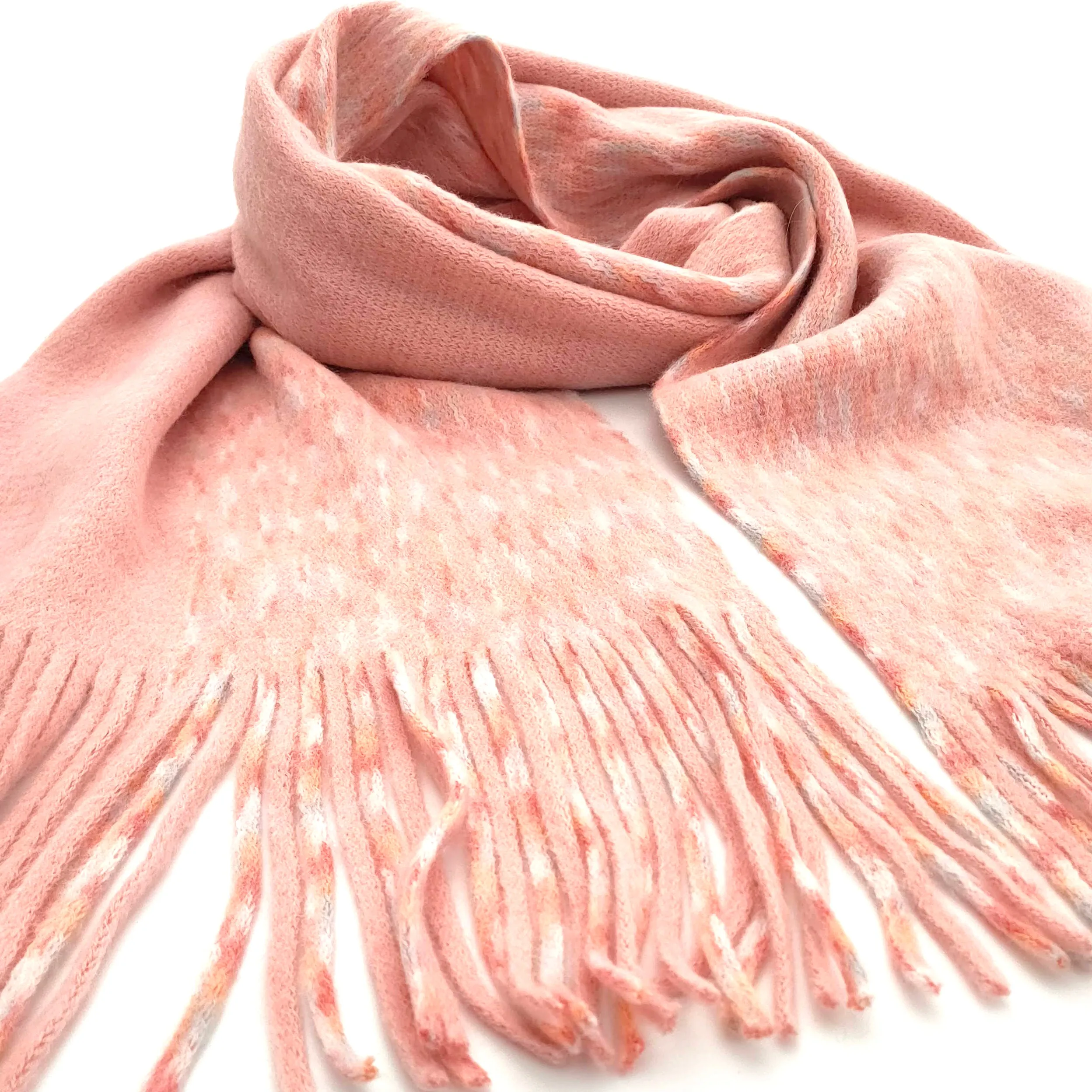 Warm Flecked Line Scarf w/Tassels