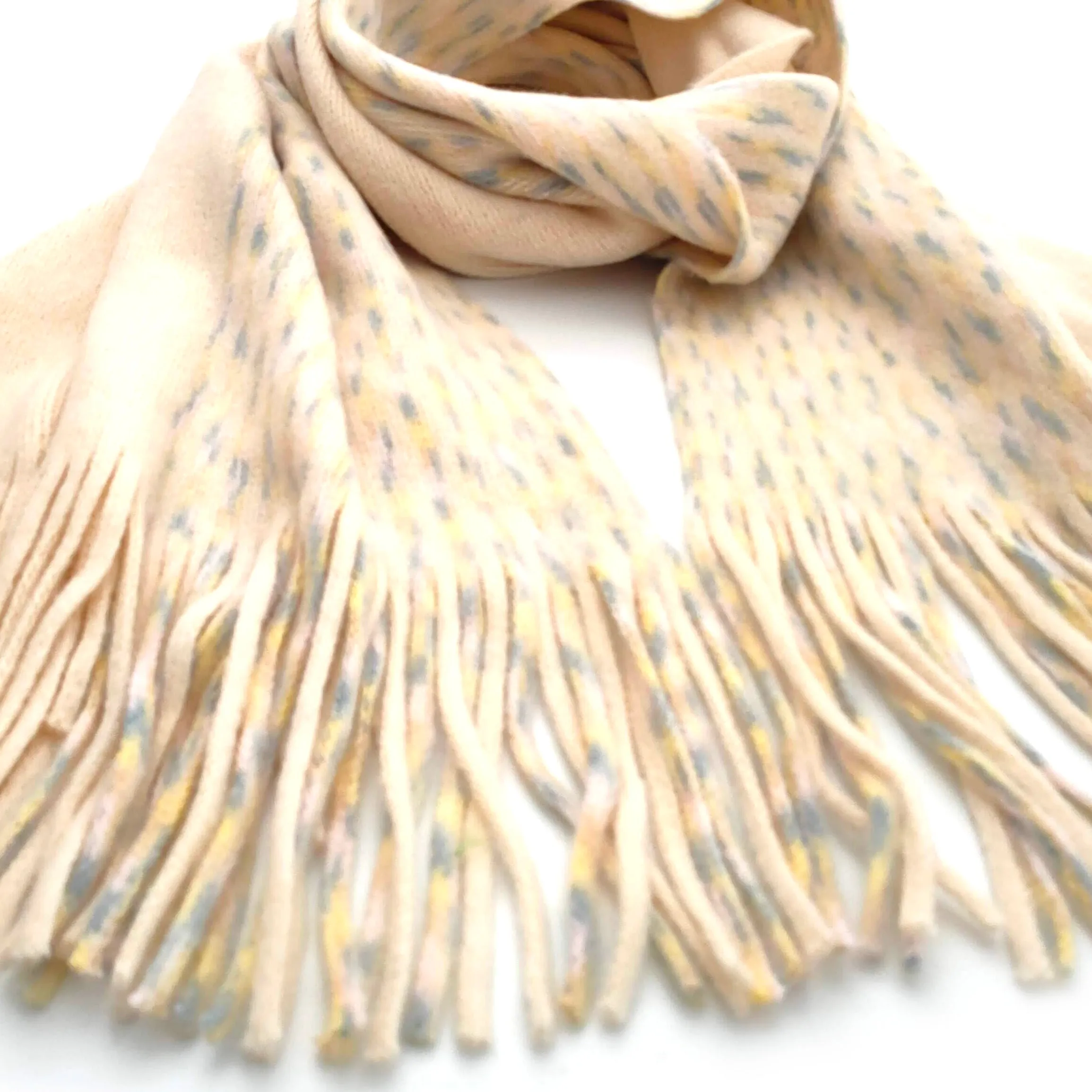 Warm Flecked Line Scarf w/Tassels