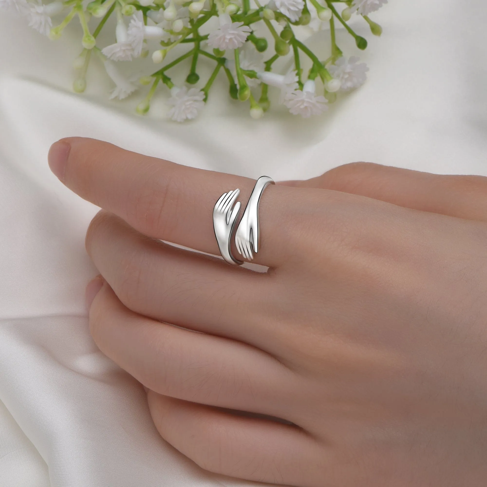 Warm Hug Ring Sterling Silver Adjustable Ring