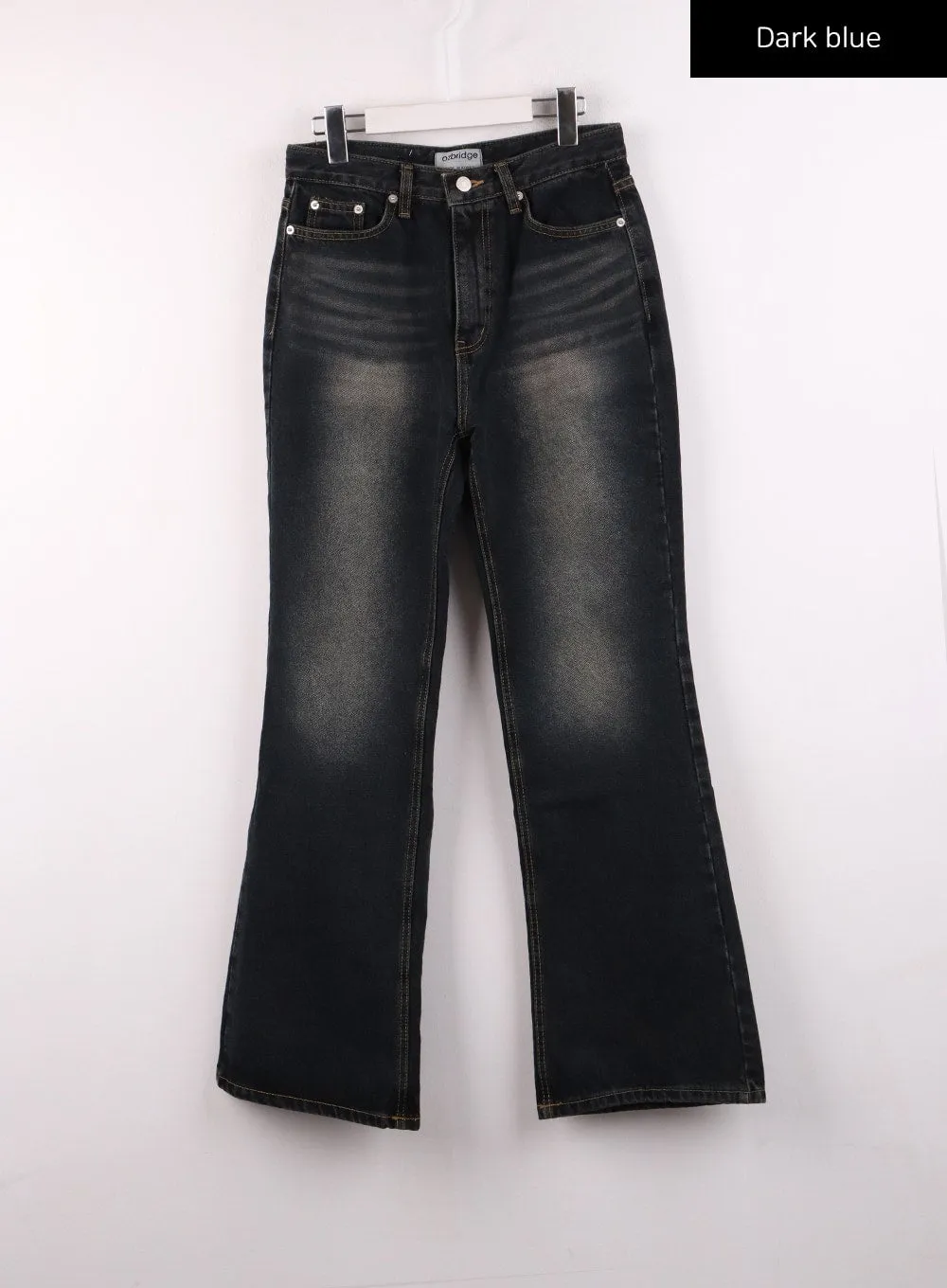 Washed Straight Leg Bootcuts Jeans IJ430