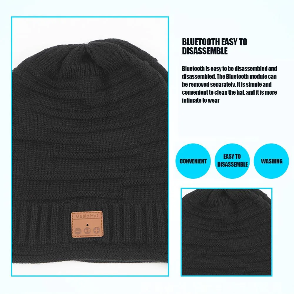 Wireless Bluetooth Beanie Winter Warm Hat Sport Music Headphones