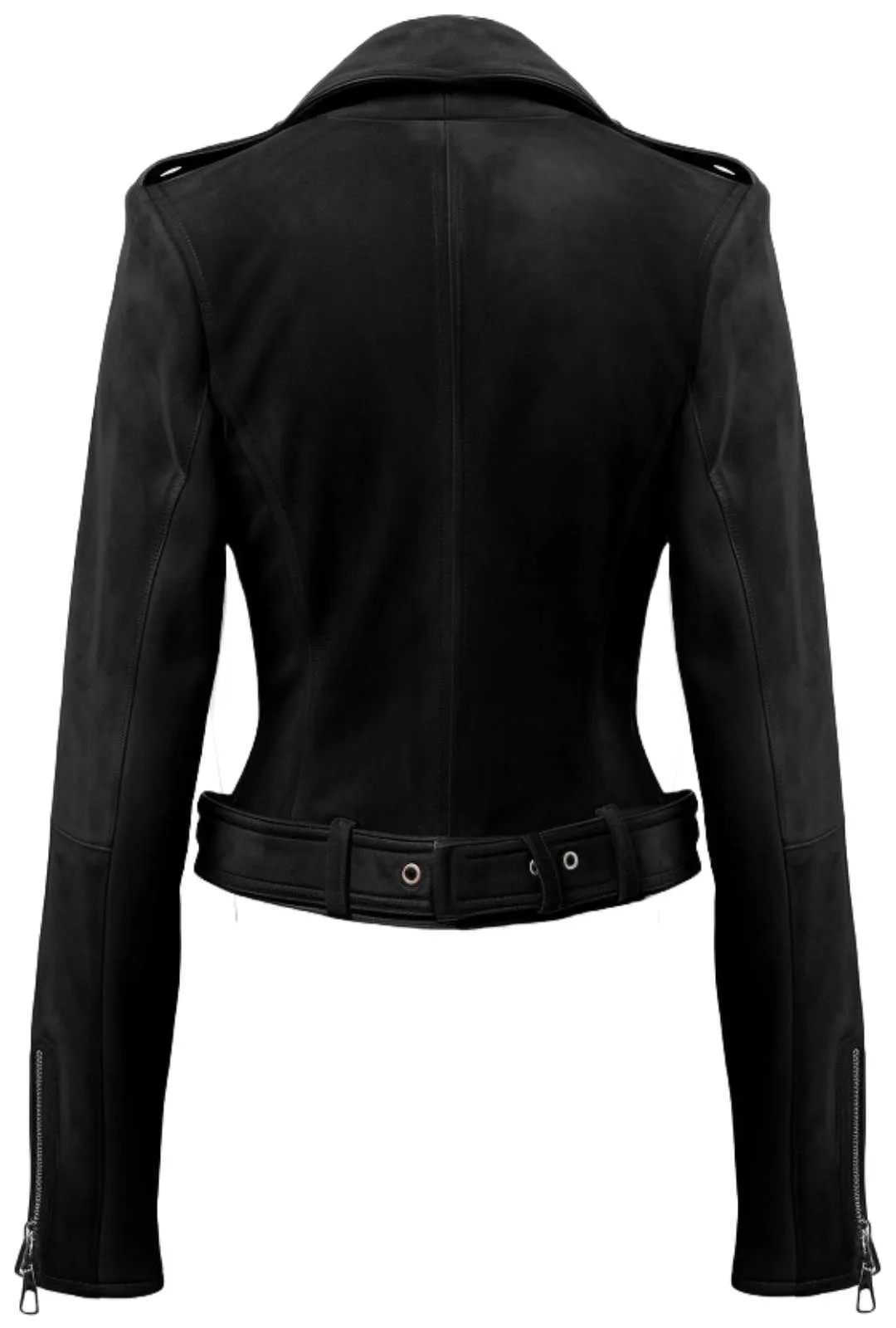 Women Biker Black Suede Leather Jacket