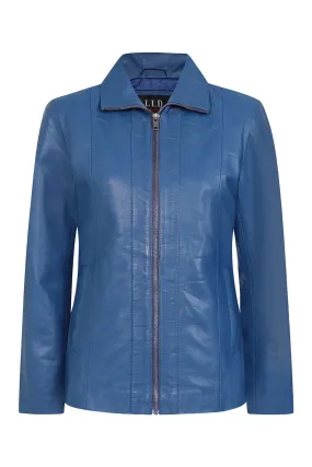 Women's Classic Royal Blue Real Leather Jacket - 'DEBBIE'