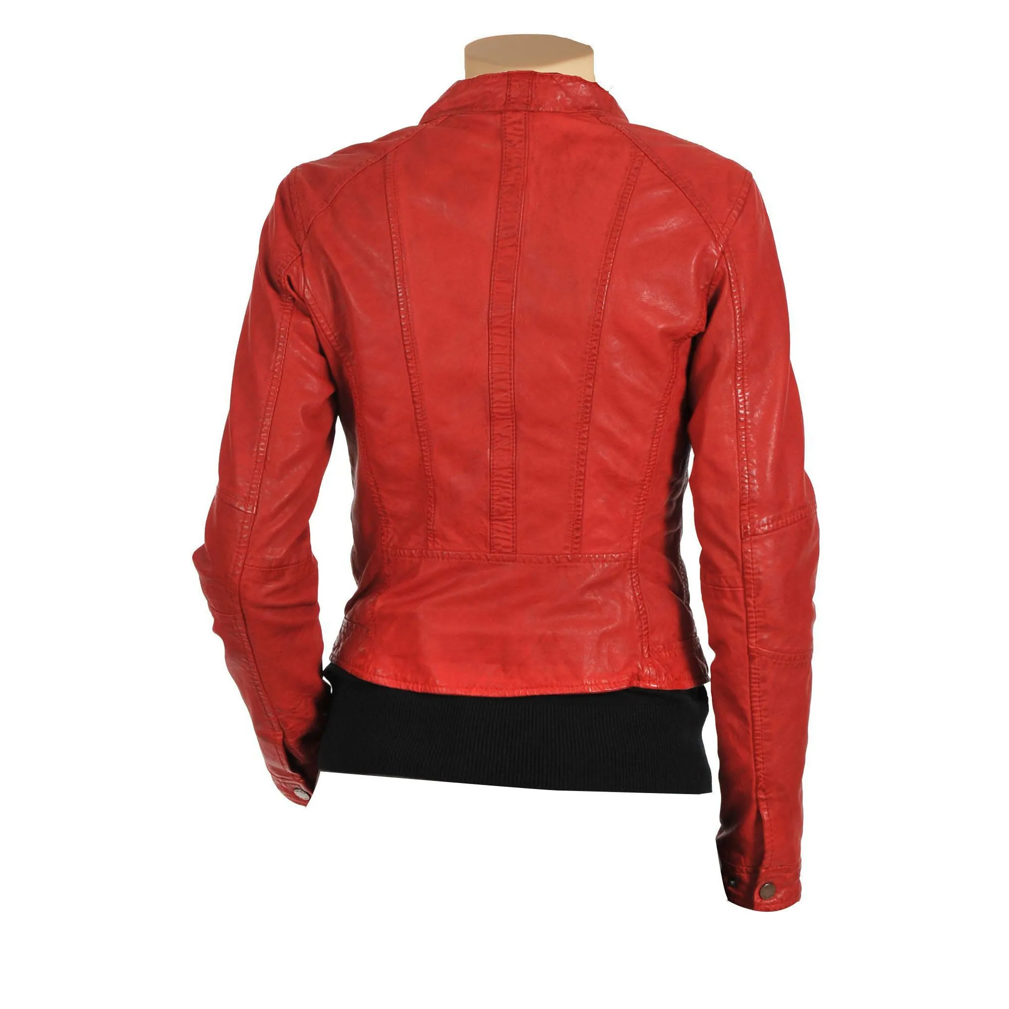 Women’s Red Moto Style Leather Jacket